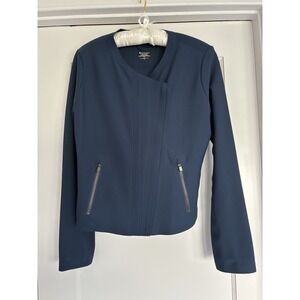 Athleta Stellar Navy Zip Up Long Sleeve Moto Jacket Small